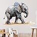 RoyoLam Cute Walking Little Elephant Wall Decal Nursery Animal Wall Sticker Removable Peel and Stick Wall Art Decor for Kid Baby Classroom Preschool Living Room Playroom Bedroom School