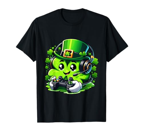 St. Patrick's Day Lucky Shamrock Gamer Video Irish Boys Kids T-Shirt
