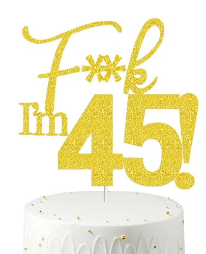 Birthday Gold Cake Toppers for women, 45 cake topper, 45th birthday decorations,45th Birthday Cake Topper, 45 Decorations for Cake, 45 Gold Birthday Decorations forty five
