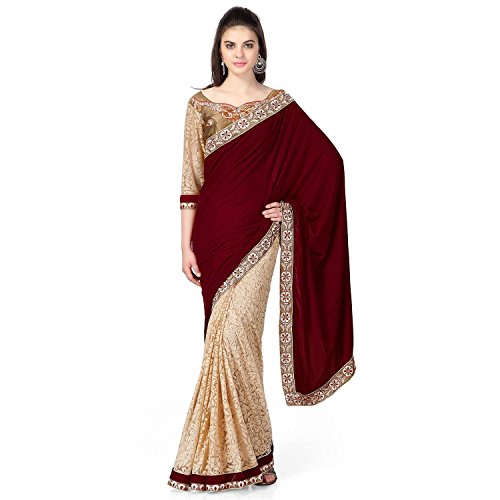 Angelo Shoppe donna Brasso Saree/velluto con camicetta pezzo formato libero Purple Taglia unica