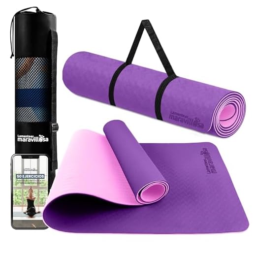 LA MENTE ES MARAVILLOSA - Esterilla de Yoga, Pilates, Deportes con Correa y Bolsa de Transporte, Tapete Antideslizante para Gimnasio en Casa 183 x 61 x 0,6 cm (Morado/Rosa sin Diseño)