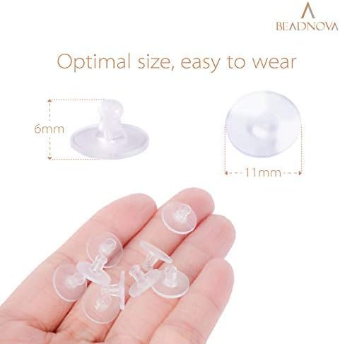 BEADNOVA Silicone Earring Backs Rubber Earring Backs for Studs Clear Plastic Bullet Clutch Earring Backs Replacements for Posts Lifter Earing Backs for Heavy Studs 120pcs