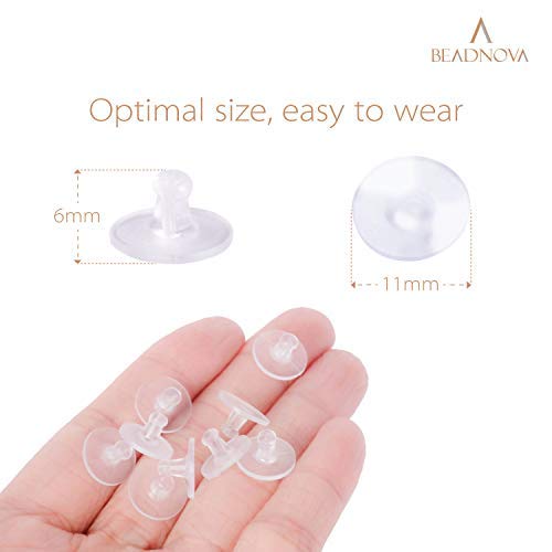 Beadnova Silicone Earring Backs Rubber Earring Backs For Studs Clear Plastic Bullet Clutch Earring Backs Replacements For Posts Lifter Earing Backs For Heavy Studs 120Pcs #TOP1