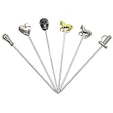PuTwo Cocktail Picks Stainless Steel 4' Unique Middle Ages Bonzes Horses Sticks Party Supplies - Set of 6