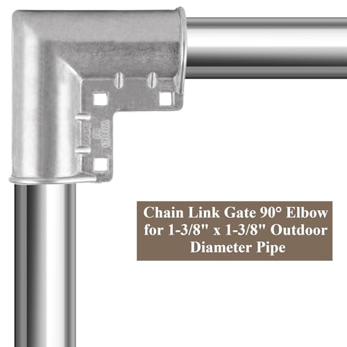 Acrux7 8 Pack Aluminum Chain Link Fence Gate Corners for 1-3/8\" x 1-3/8\" Outdoor Diameter Pipe, Chain Link Fence Parts Gate Elbow, Pressed Gate Corner, Bolts and Nuts Included