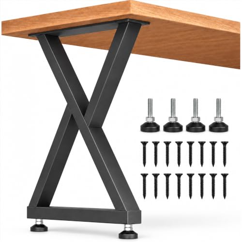 KOSEOO Metal Table Legs 28 x 18 Inch, Heavy Duty Steel X-Frame, Set of 2