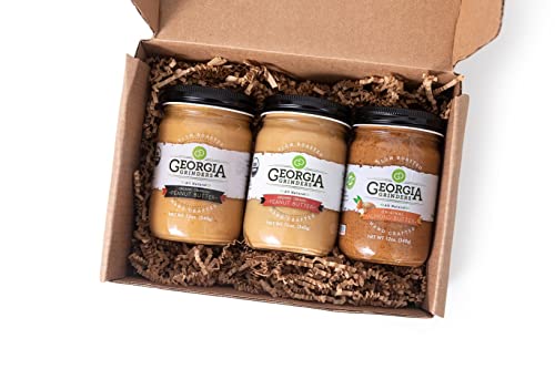 Georgia Grinders Trio Gift Box: Almond Butter, Organic Creamy And Organic Crunchy Butters (1 Ct) Organic, Whole30 Approved, Non-Gmo, Keto, Gluten Free, Kosher, No Sugars Or Additives #TOP1