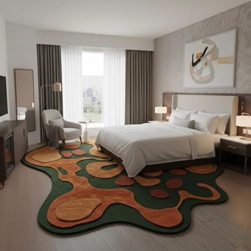 Image of Hand Made Tufted Carpet Premium Wool Abstract Irregular Design Non Slip Area Rug for Living Room Weight- |48 Pound|Size-8x11 Feet (96x132 Inch)