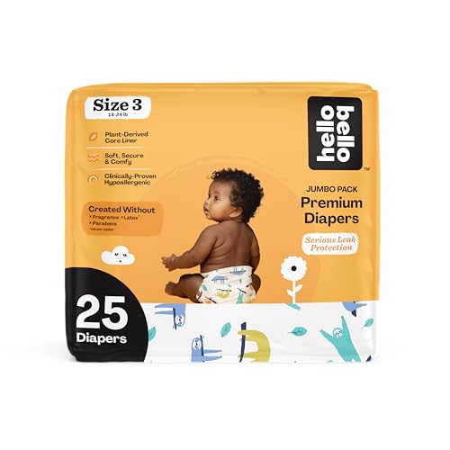 Image of Hello Bello Premium Baby Diapers Size 3 I 27 Count of Disposeable, Extra-Absorbent, Hypoallergenic, and Eco-Friendly Baby Diapers with Snug and Comfort Fit I Sleepy Sloths