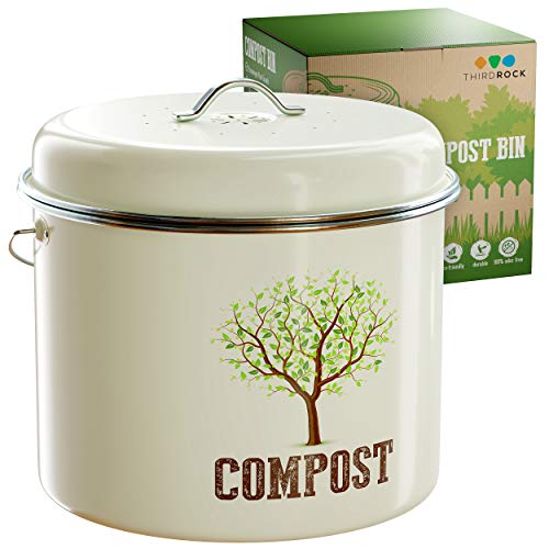 Third Rock Kitchen Compost Bin Countertop – 1.0 Gallon Compost Bucket for Kitchen – Small Compost Bin – Includes Charcoal Filter