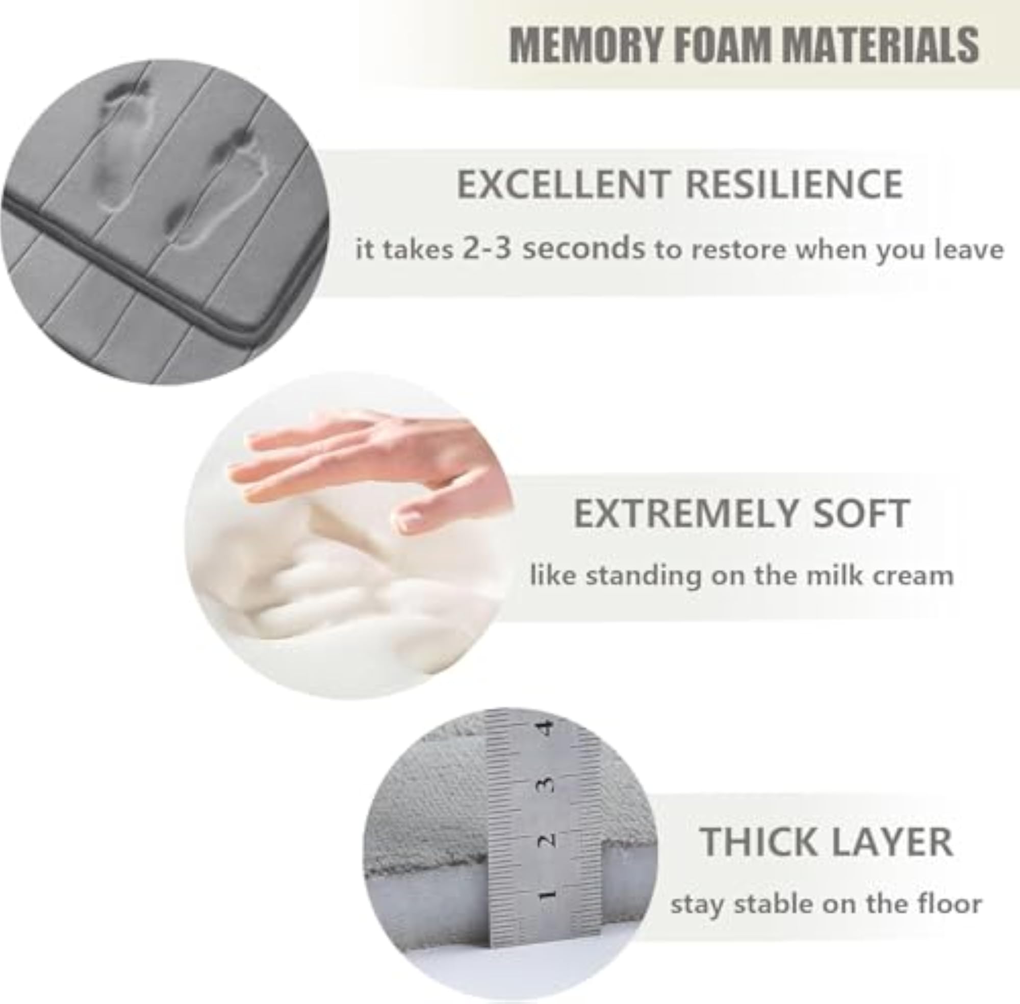 Memory Foam Bath Mat Set of 3 Toilet Mats
