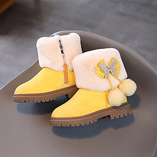EnJoCho Snow Boots for Girls Fashion Autumn And Winter Girls Snow Boots Thick Bottom Non Slip Warm Solid Color Shoes4