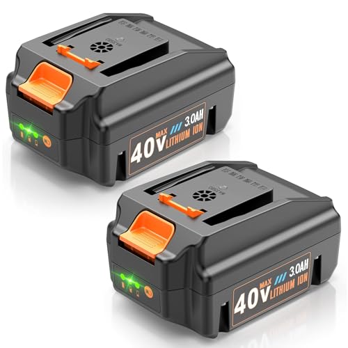 Futurebatt 2 Pack 40 Volt 3.0Ah Battery for Worx 40V Battery WA3580 Compatible with Worx WG180 WG280 WG380 WG580 (Not Fit for 2X20V Tools)
