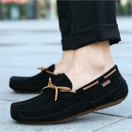 Mens Fashion Loafers Comfortable Casual Prom Slip-on Genuine Leather Round Toe Stitching Details Rubber Sole4