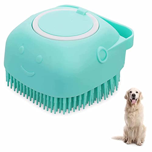 Dog Cat Bath Brush, Puppy Pet Massage & Grooming Brush, Silicone Dog Shampoo Brushes with Soap Dispenser, Deshedding Tool for Long & Short Haired Cats and Dogs, Perfect for Dogs Washing & Showering