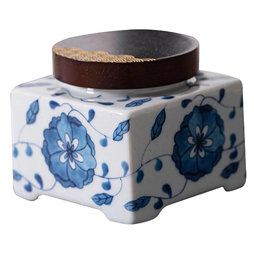 GOOHOCHY Blue and White Porcelain Tea Can Storage Canister for Household Use Ceramic Storage Jar for Kitchen for Tea Sugar