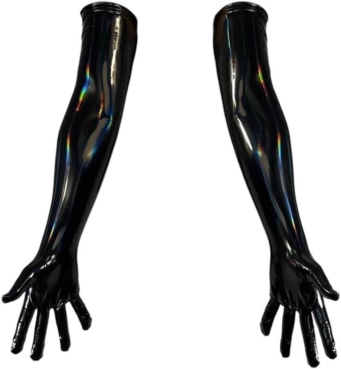 Women's Faux Pu Leather Punk Rock Gloves With Oil Glossy Finish For Jazz Outfit Skinny Long Opera Gloves