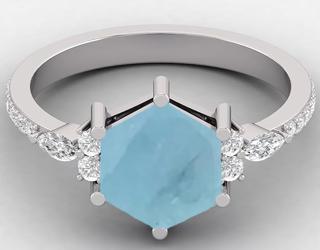8mm Natural Aquamarine Ring – 0.90 Carat Round Gemstone in 925 Sterling Silver, Handmade March Birthstone Jewelry for Women, Promise or Engagement Ring - Image 4