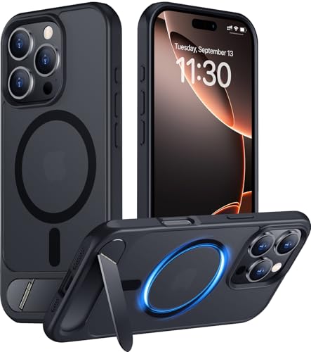 Temdan Magnetic Compatible with iPhone 16 Pro Max Case, [Built-in Invisible Kickstand][Compatible with MagSafe] [Military Grade Shockproof] Slim Translucent Matte Phone Case for iPhone 16 Pro Max 6.9