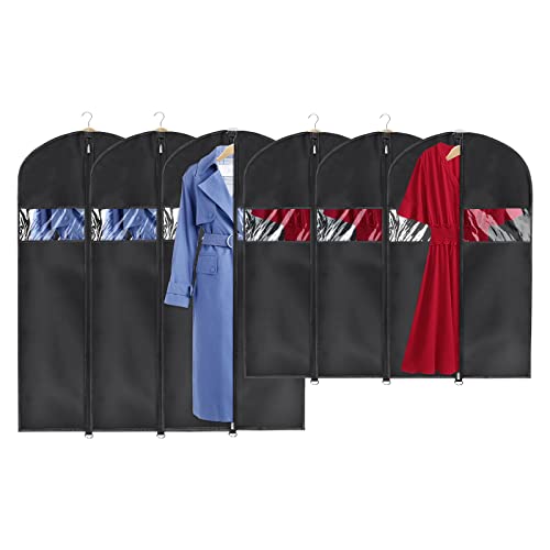 Image of Univivi Hanging Garment Bags Suit Bag for Storage and Travel 40 /50 inch,(Set of 6), Washable Suit Cover for T-Shirt, Jacket, Suits, Dresses, Coats, [Upgraded Version]