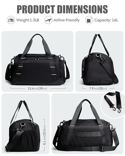 Image of Small Gym Bag for Men, Travel Duffle Bag with Shoe Compartment | Small Duffle Bag for Men, Dry & Wet Separation, 16L Carry On Weekender Bag for Sports Workout Travel, Portable Gym Essential