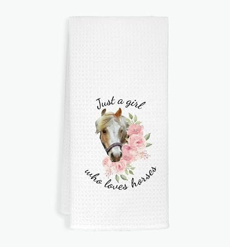 EXUQO Just A Girl Who Loves Horses Absorbent Kitchen Towels 16 x 24 Inches,Watercolor Horse Dish Towels Hand Towels Bath Towels for Kitchen Bathroom,Horse Lovers Girls Gifts