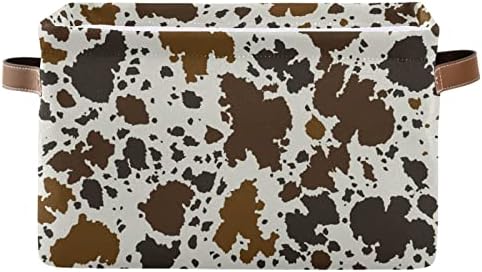 xigua Cow Print Rectangular Storage Bin Canvas Square Storage Basket with Handles for Home,Office,Books,Nursery,Kid's Toys,Closet & Laundry,Gift Basket