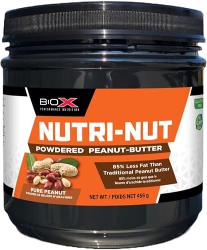 BioX Nutri-Nut Powdered Peanut Butter | Delicious Low Calorie Powdered Peanut Butter with 5g Protein, Low Sugar & Low Fat | No Artificial Flavours Or Sweeteners, Non-GMO, & Gluten Free (Pack of 1, Plain)