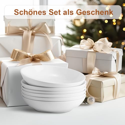 Foto von 6 Stück Pastateller, 1100ml Porzellan Suppenschalen Salatteller, 36oz