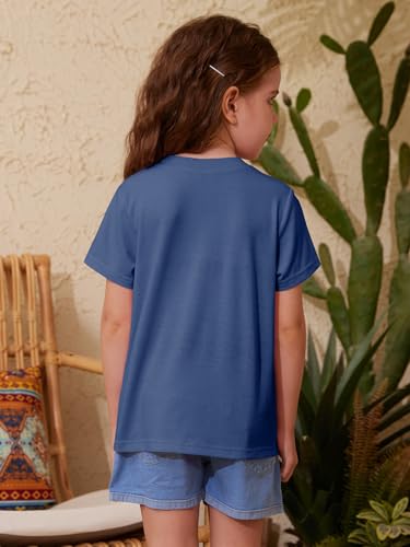 Image of ZDC Girls' Short Sleeve Shirts Kids Crewneck T-Shirts Summer Tops Basic Tees 5-14 Years