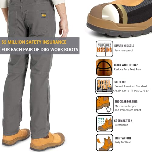 Image of CONRAD Wheat Nubuck Work Boot Collection: Sturdy, Soft Toe, Slip-Resistant Safety Shoes for Men