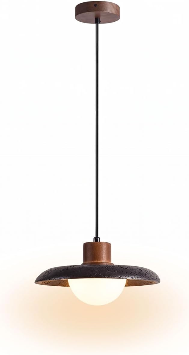 Japandi Travertine Pendant Light 9.8"