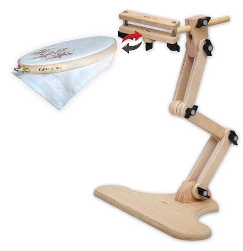 Adjustable Embroidery Table Stand with Swivel Holder, Cross Stitch Hoop Stand, Embroidery Hoop Holder. Hand Polished Natural Wood