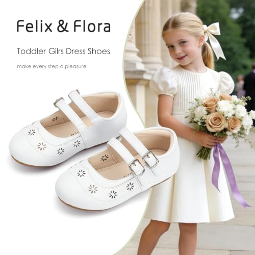 Image of Felix & Flora Toddler Flower Girl Dress Shoes - Baby Girl Ballet Mary Jane Flats for Party School Wedding