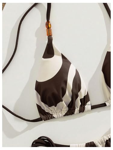 SOLY HUX Women's Two Piece Swimsuit Printed Halter Triangle String Bikini Set Tie Side Bathing Suit3