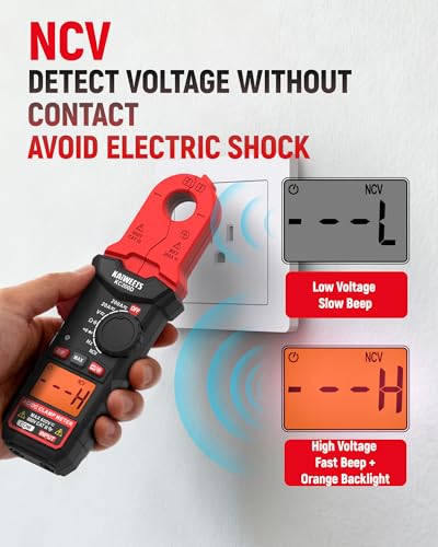 Image of KAIWEETS Digital Clamp Meter with Round Jaw, Automotive Multimeter, NCV, 2000 Counts, Amp Voltmeter, Accuratly Measure AC /DC Current & Volatge, Resistance, Diode, Capacitance, Continuity, Frequency