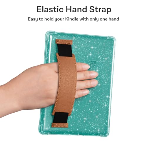 Image of iDLEHANDS Clear Glitter Case for 7 inch Tablet Case - Ultra Slim Soft TPU Transparent Cover & Lightweight with Hand-Strap, Brown
