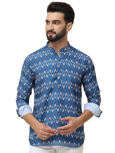 Image of SOJANYA (Since 1958, Men's Pure Cotton Printed ONLY Short Kurta