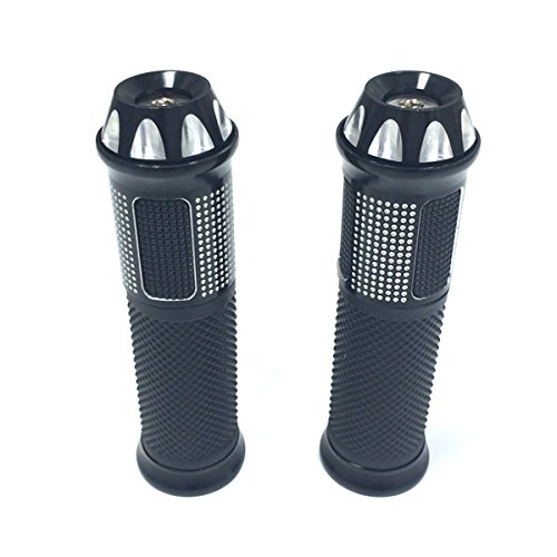 Mmg Motorcycle Scooter Grips 7/8 22 Mm, Aluminum Anti Vibration Soft Rubber, Diamond Black #TOP3