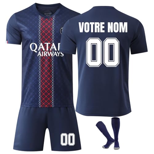 2026 Maillot de Foot Enfant Adulte - Maillot Personnalisé avec Nom et Numéro, Ensemble de Maillots avec Football Tee Shirt Short et Chaussettes...