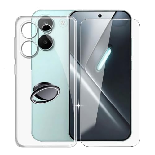 KJYFOANI Funda + 1 Piezas Cristal Templado para Xiaomi Poco X8 Pro (6.59'), con Otación de 360° Anillo Función de Soporte Carcasa + Protector Pantalla para - Transparente