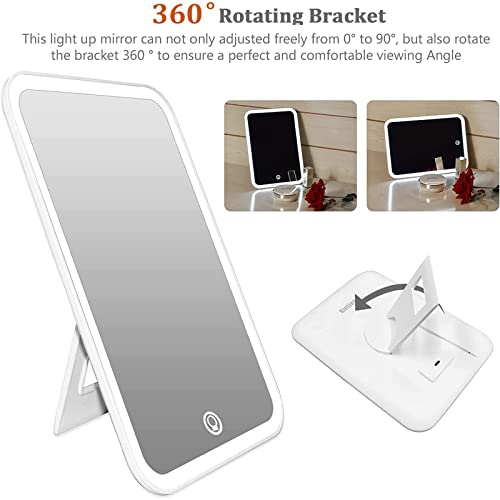 Kintion Lighted Makeup Mirror, Portable Usb Rechargeable Vanity Mirror With Lights, 360° Swivel Placement, Touch Screen Brightness Adjustable #TOP4