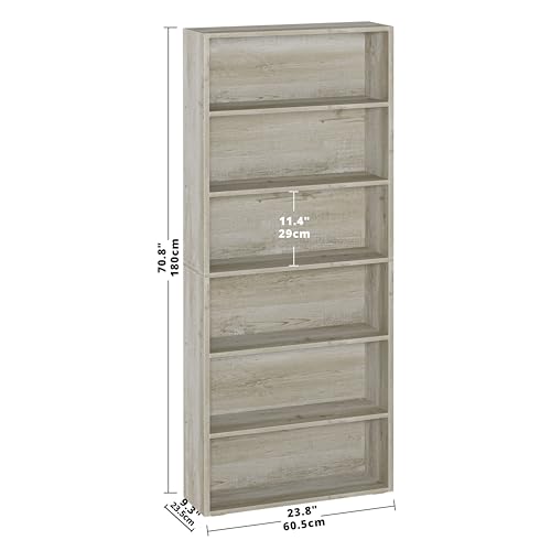 Image of IRONCK Bookshelves and Bookcases Floor Standing 6 Tiers Display Storage Shelves 70 in Tall Bookcase Home Decor Furniture for Home Office, Living Room, Bed Room