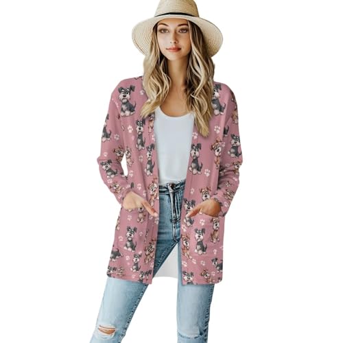 Image of Women's Open Front Cardigan Long Sleeve Loose Sweater Lightweight Soft Cardigan Jackets