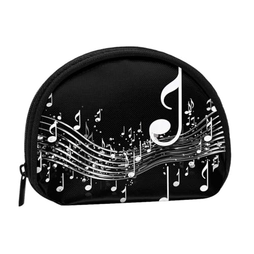 Black White Music Note Print Shell Storage Bag Purse For Small Items, Easy To Carry And Store
