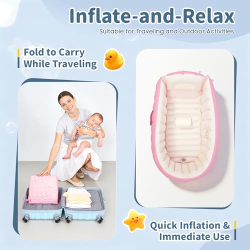Inflatable Baby Bath Tub for Newborns Toddlers Portable Foldable Travel - Image 3
