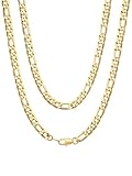 Cadena de eslabones Figaro de 4 a 13 mm de ChainsHouse, de acero inoxidable, chapado en oro de 18 quilates, para hombres y mujeres, caja de 18 a 30 pies