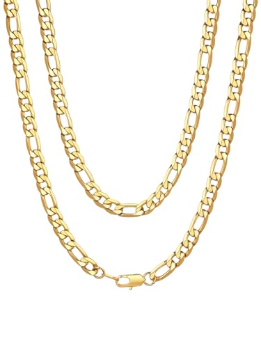 ChainsHouse Gold Figaro Chain Necklace 26inch Men's 9mm Heavy Figaro Necklace Golden