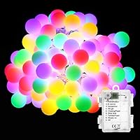 BrizLabs Cadena de Luces 50 LED Guirnalda Luces Batería 8 Modos con Temporizador, Multicolor Resistente al Agua Luces de Bola de Navidad para Exterior,Interior, Casas, Boda, Jardín, Fiesta