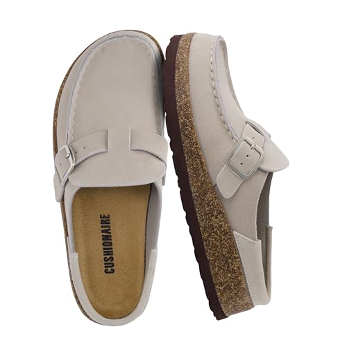 CUSHIONAIRE Hobby Genuine Leather Suede Mule Clogs for...
